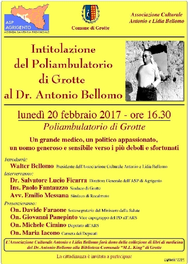 Intitolazione del Poliambulatorio di Grote al Dr. Antonio Bellomo 