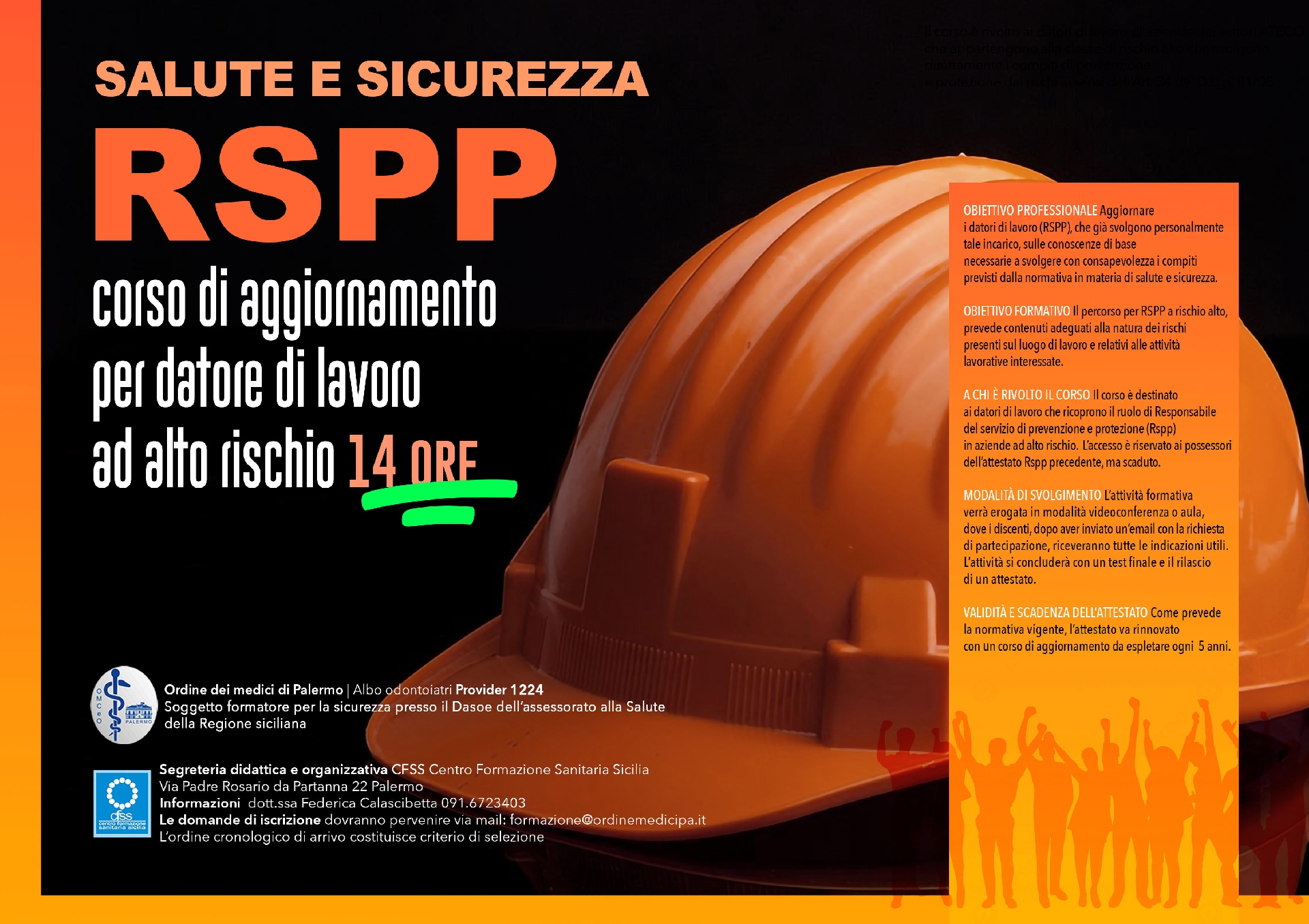 SALUTE E SICUREZZA - RSPP - corso di aggiornamento per datore di lavoro ad alto rischio 14 ORE 