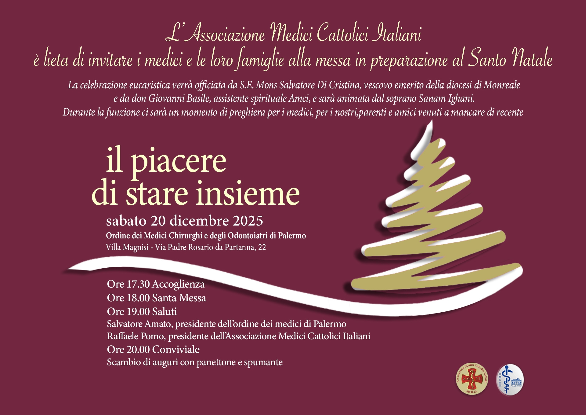 Medici cattolici Palermo, Natale a Villa Magnisi tra preghiera e condivisione