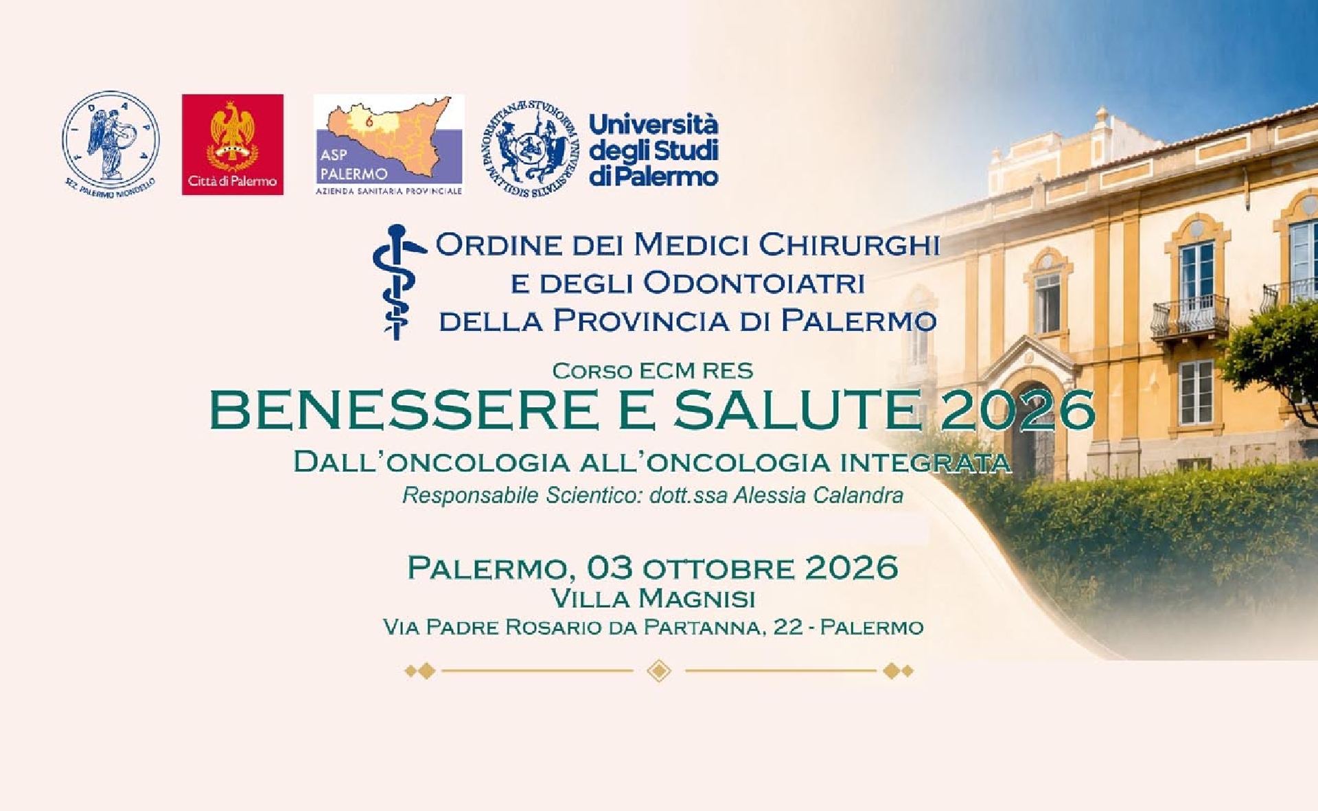 Oncologia integrata, a Villa Magnisi confronto su nutrizione e terapie