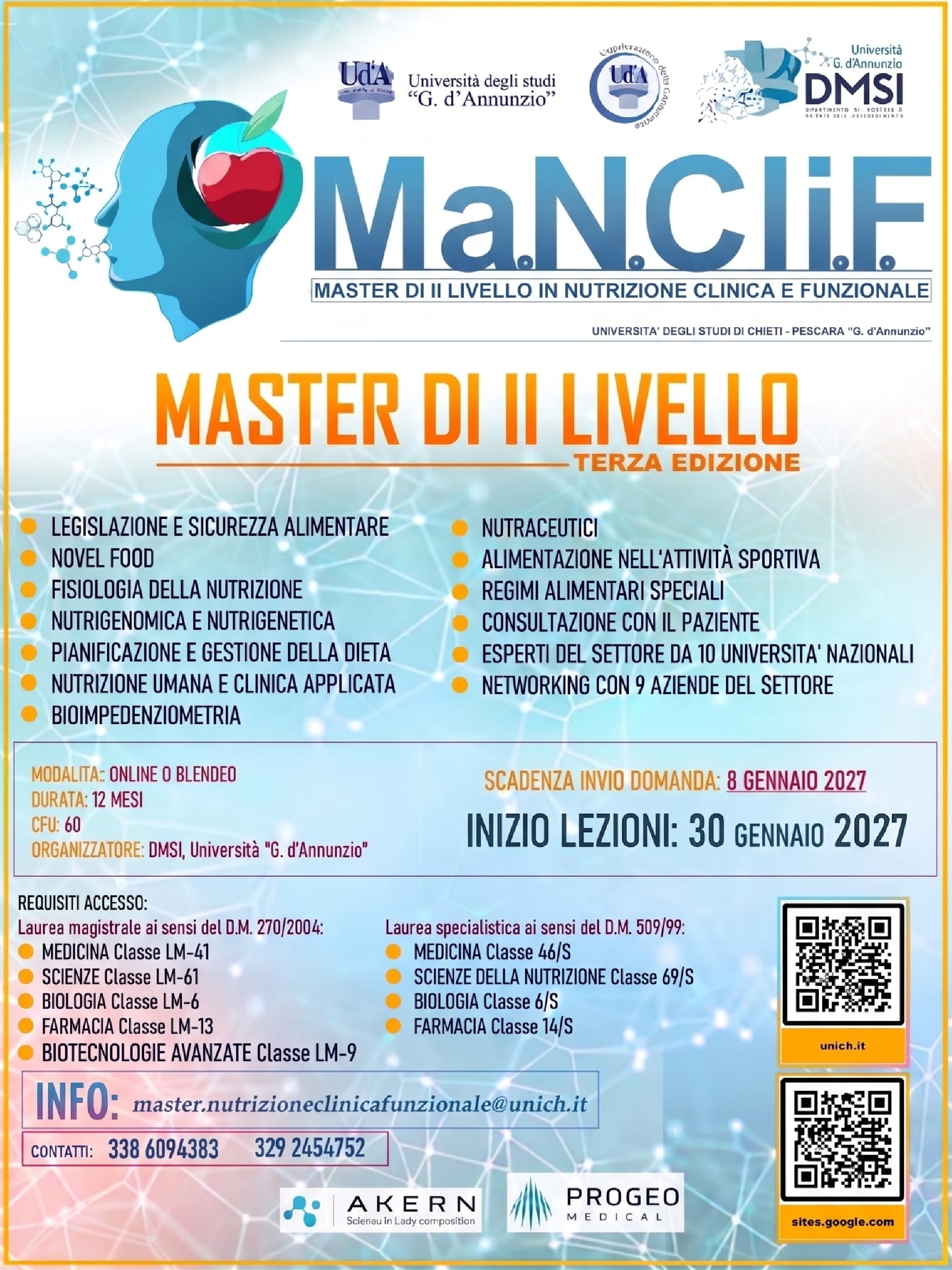 Master di II livello in Nutrizione Clinica e Funzionale (a.a. 2026/2027) 